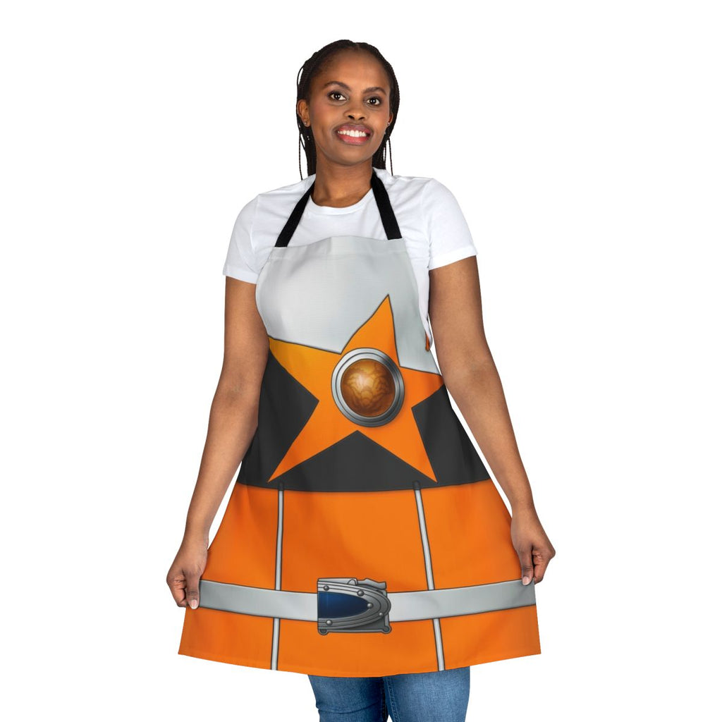 Sasoriorange themed apron with scorpion, stars, and space design