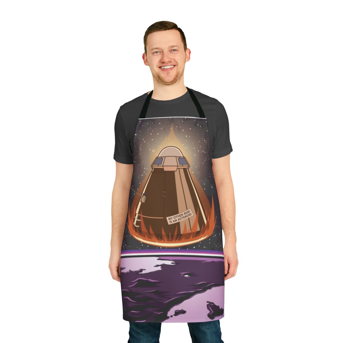 Apron featuring a space-themed design for Kerbal Space Program fans