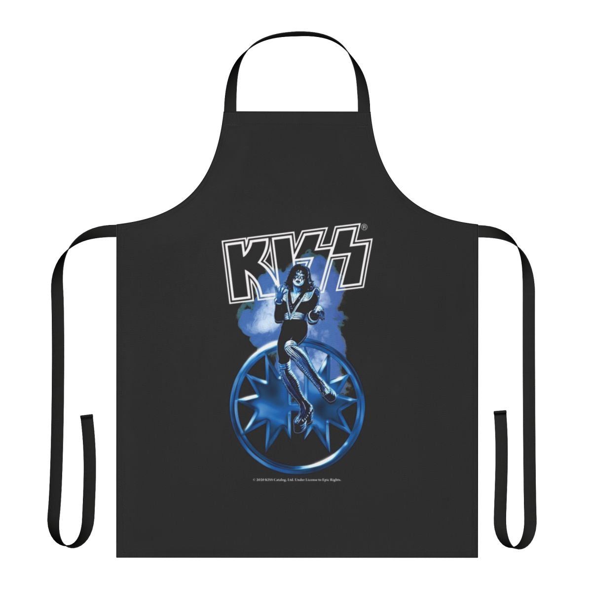 Spaceman-inspired apron featuring the iconic Kiss band logo and design