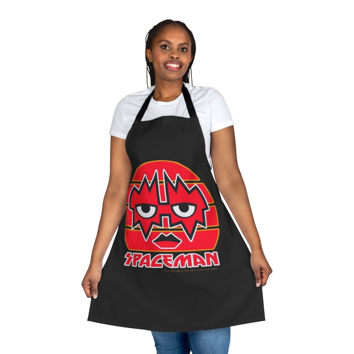 Spaceman Kiss the Band themed apron featuring fan art design