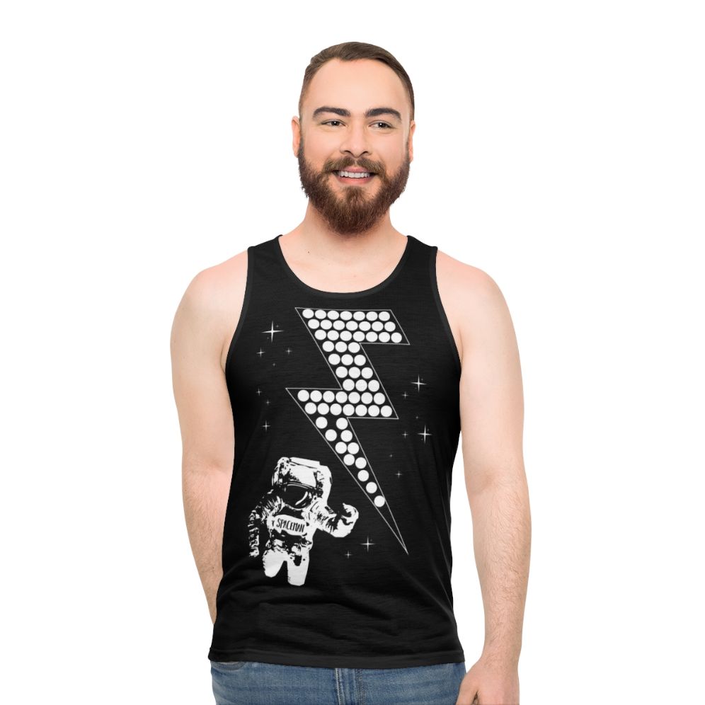 Spaceman Unisex Tank Top with Lightning Bolt Design