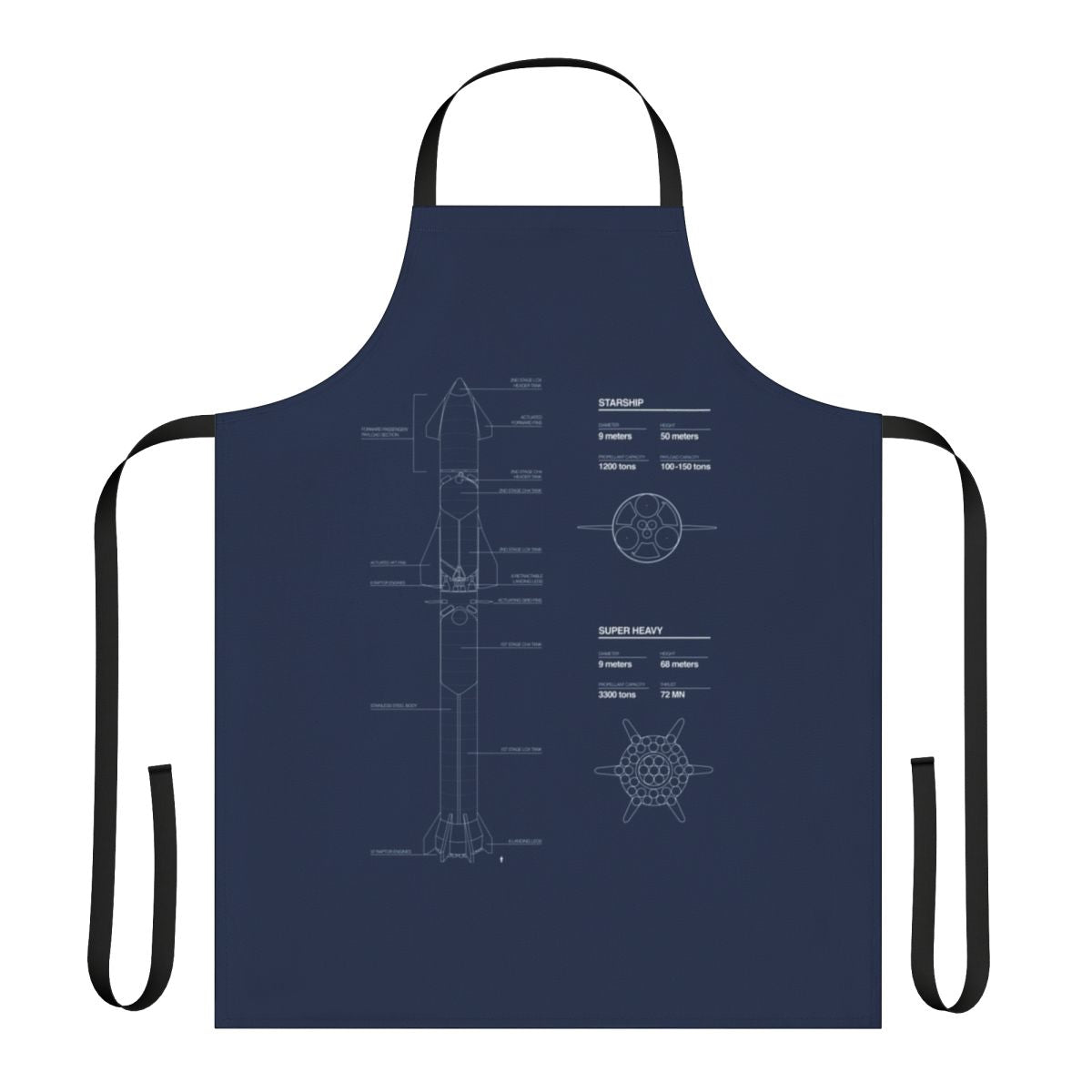 Spacex Starship Blueprint-Inspired Apron for Space Enthusiasts