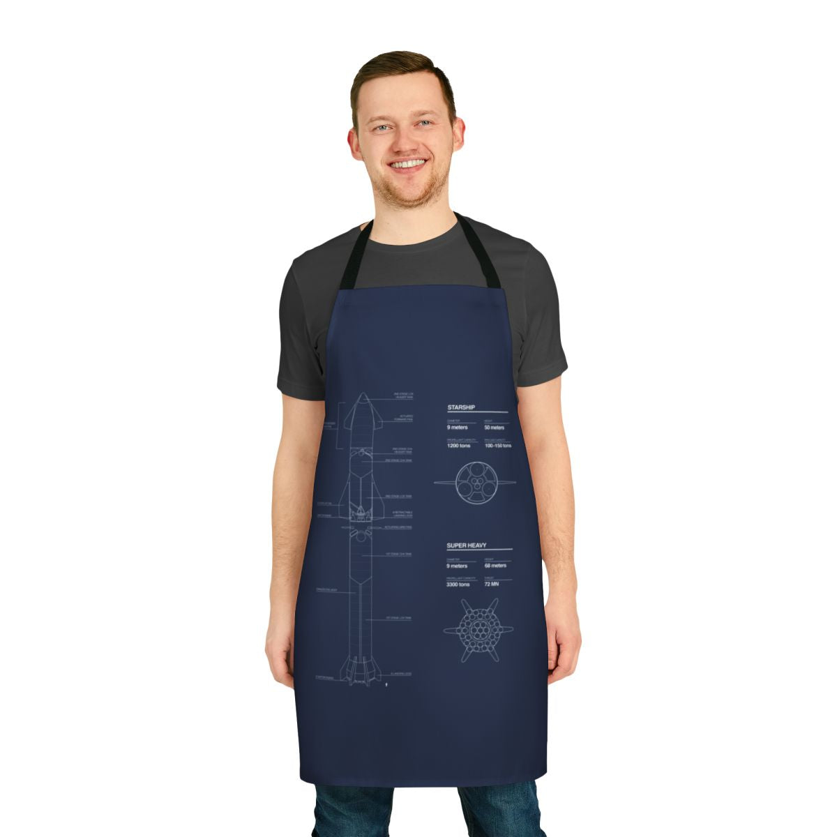 Spacex Starship Blueprint-Inspired Apron for Space Enthusiasts