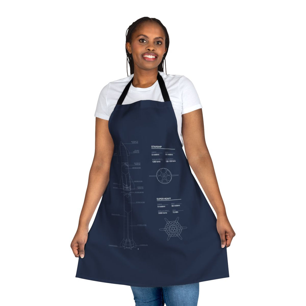 Spacex Starship Blueprint-Inspired Apron for Space Enthusiasts