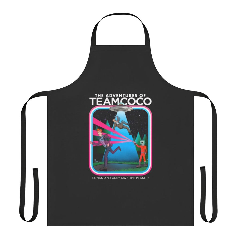 A spacey sci-fi alien-themed apron inspired by the popular Team Coco brand.