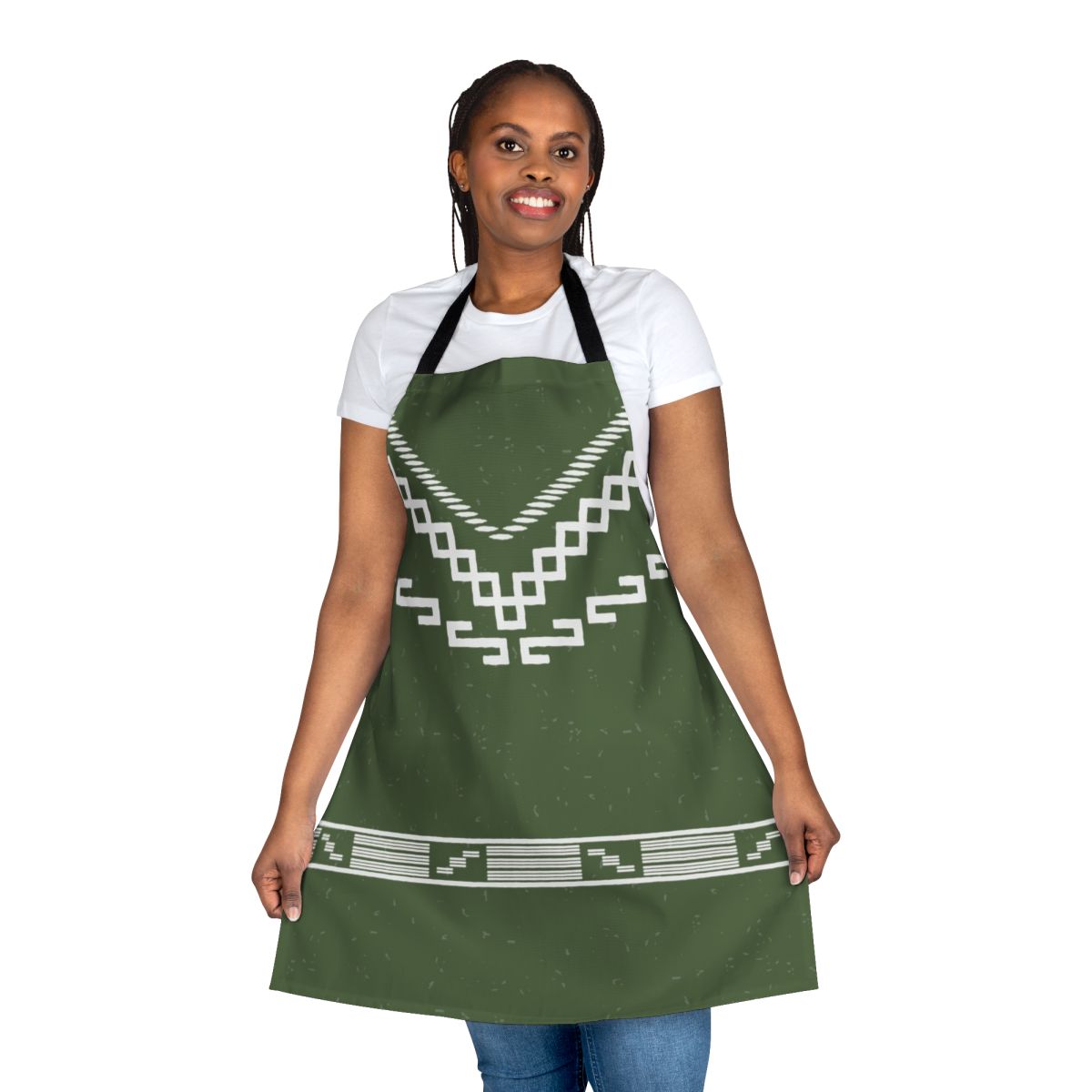 A poncho-style apron with a western or spaghetti western-inspired design.