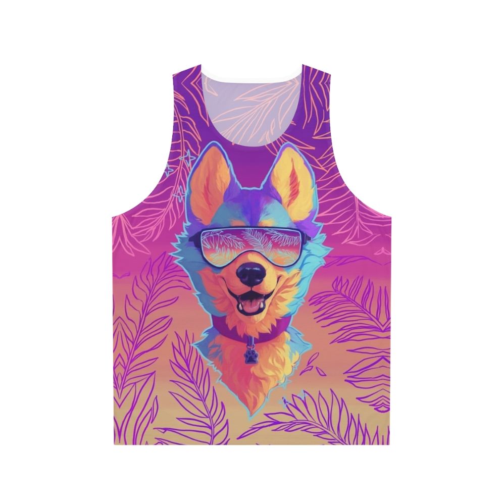 Sparkle Dog Unisex Tank Top featuring a shimmering design