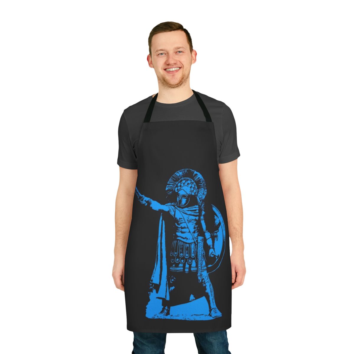 Spartan hoplite warrior inspired apron with ancient Greek soldier design