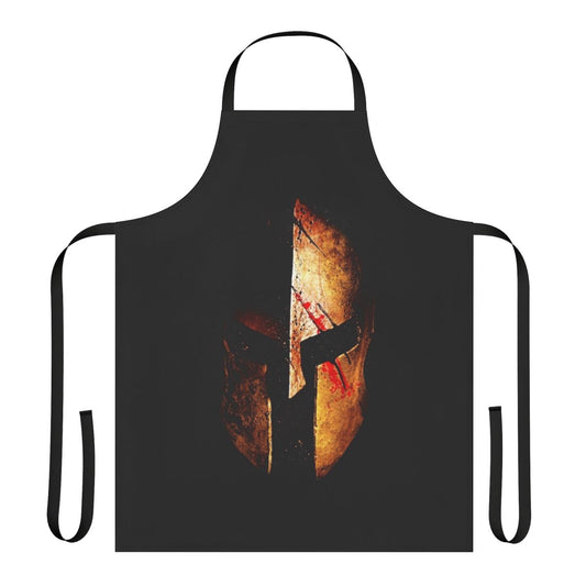 Spartan-inspired apron with helmet, splatter, and bloody design