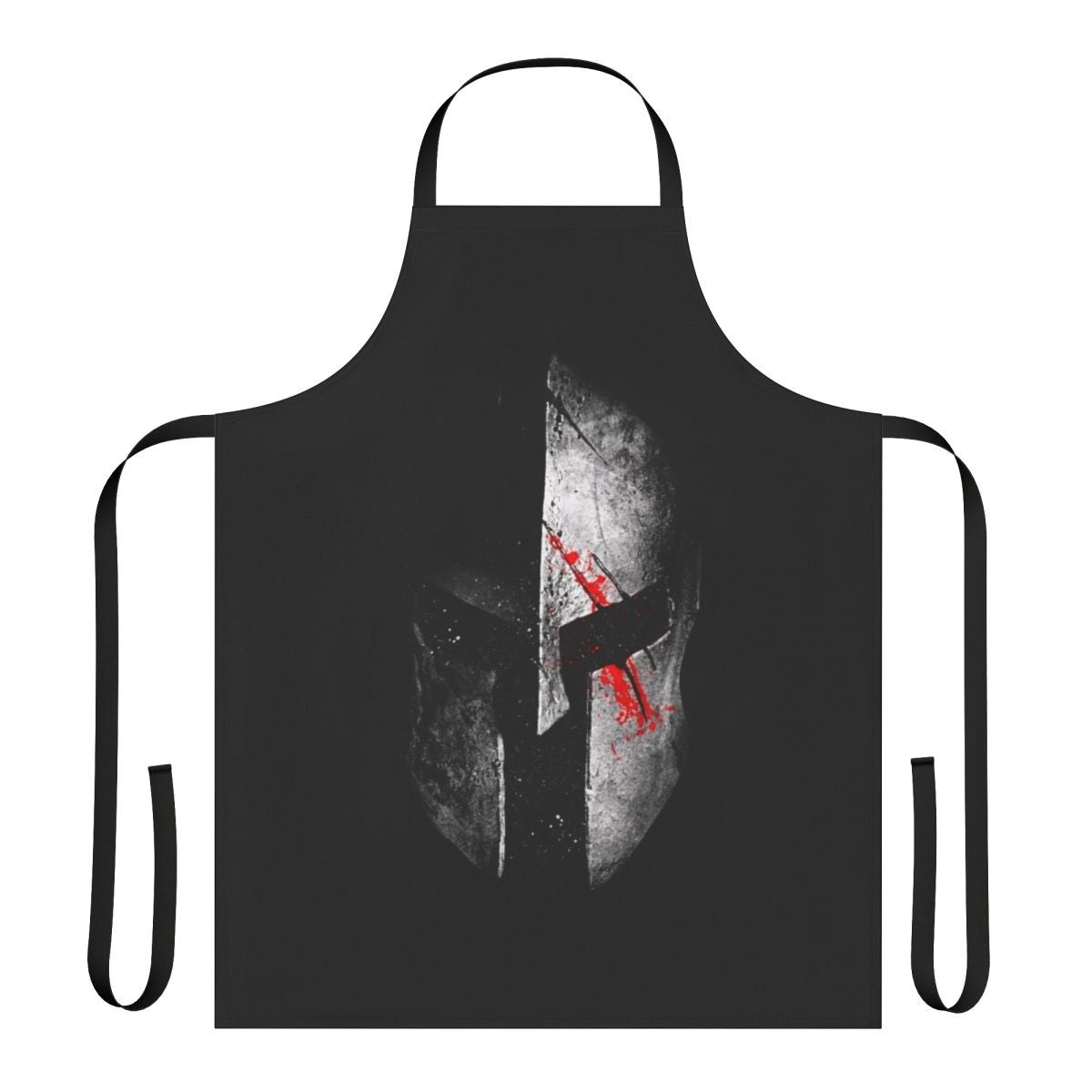Spartan-themed apron with warrior graphics and battle-inspired design