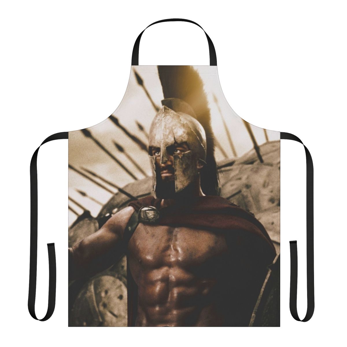 Spartan warrior-themed apron with 300-inspired design