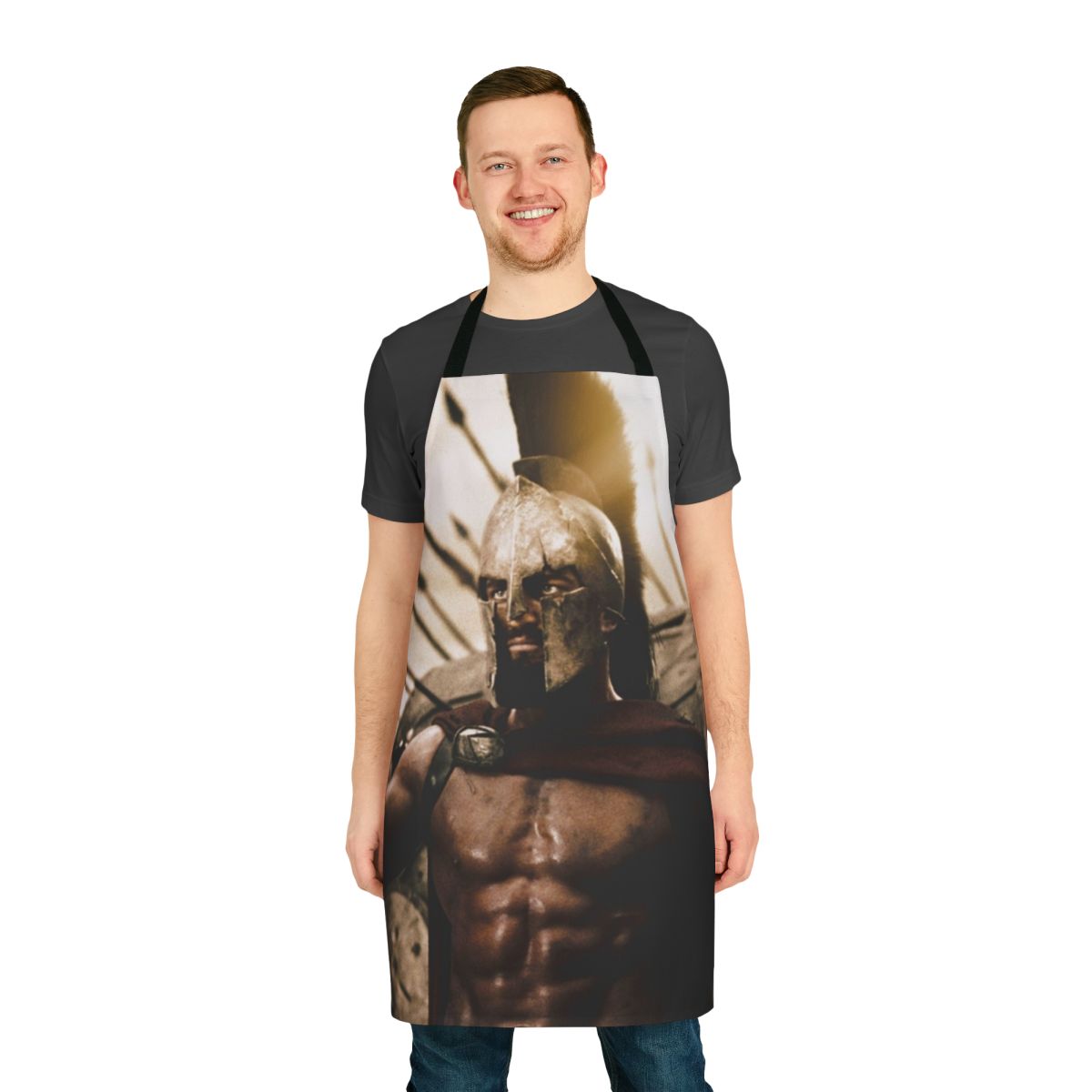 Spartan warrior-themed apron with 300-inspired design