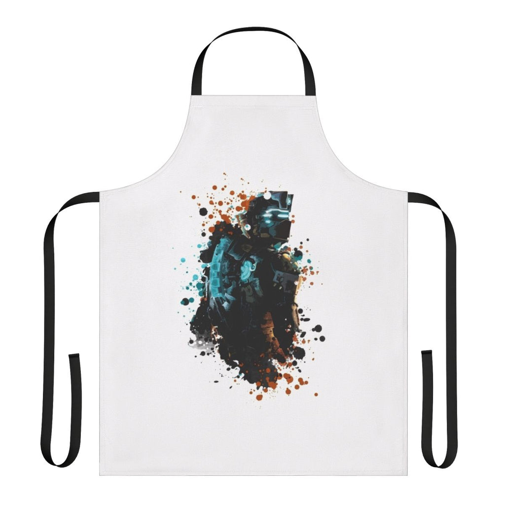 Spattered horror-themed apron featuring dark designs inspired by the Dead Space video game franchise