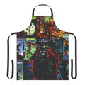 Spawn-inspired comic book apron with demon and superhero graphics