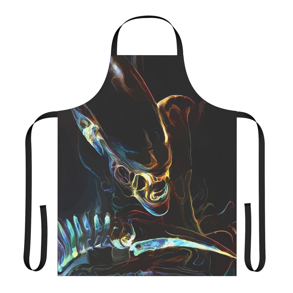 Spectre alien-inspired apron with metallic print