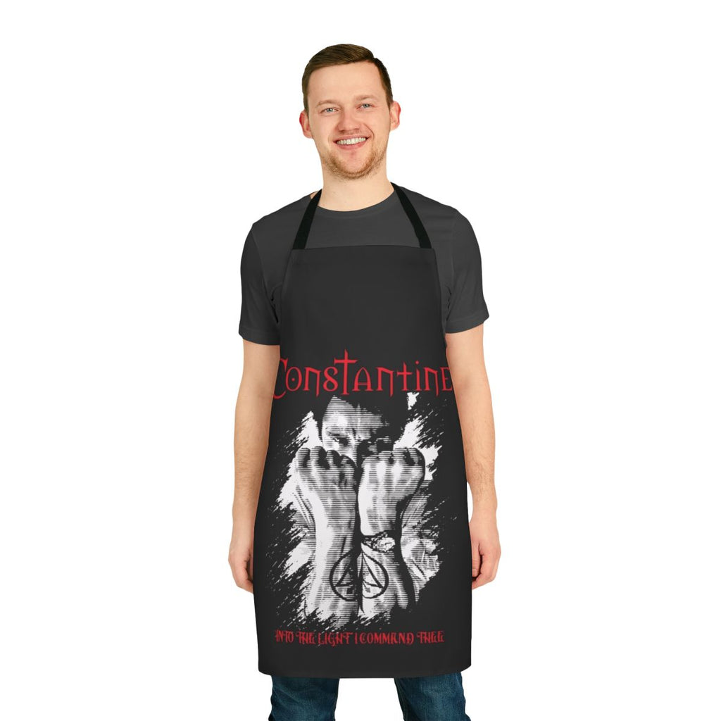 Apron inspired by the horror comic series Hellblazer, featuring a spellbinding design