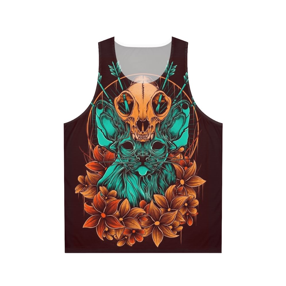 Sphynx cat skull autumn tank top