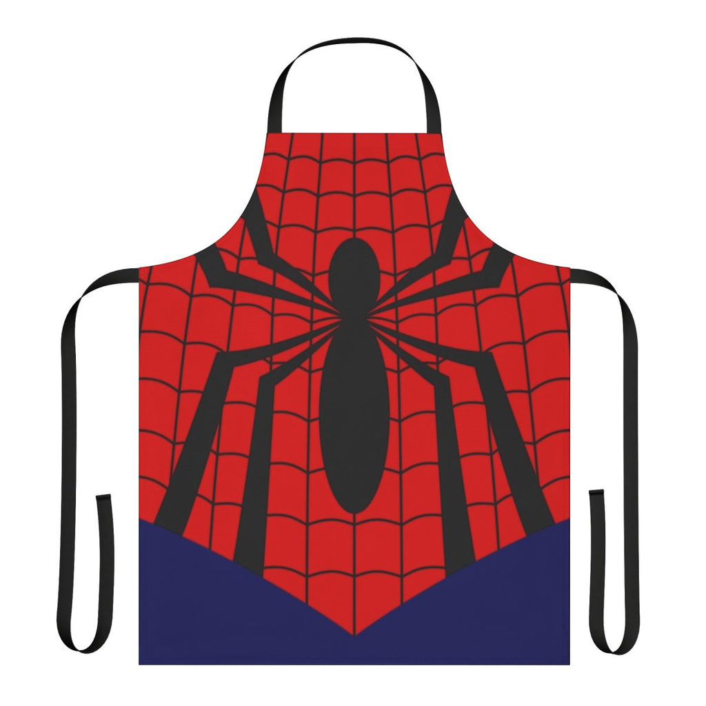 Spider-themed apron with web design, perfect for superhero cosplay and sci-fi fans