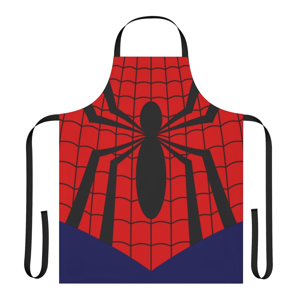 Spider-themed apron with web design, perfect for superhero cosplay and sci-fi fans