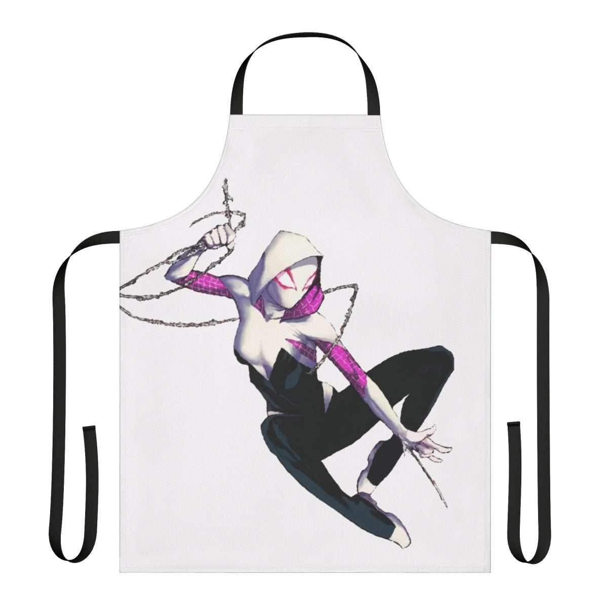 Spidergwen-inspired apron featuring a stylized spider web design