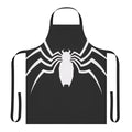 A stylish black and white apron with a spider web design, perfect for the spider-loving home cook or comic book fan.