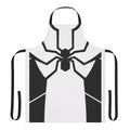 A white apron with a spiderweb-inspired design, perfect for science fiction and fantasy-themed cooking and cosplay.