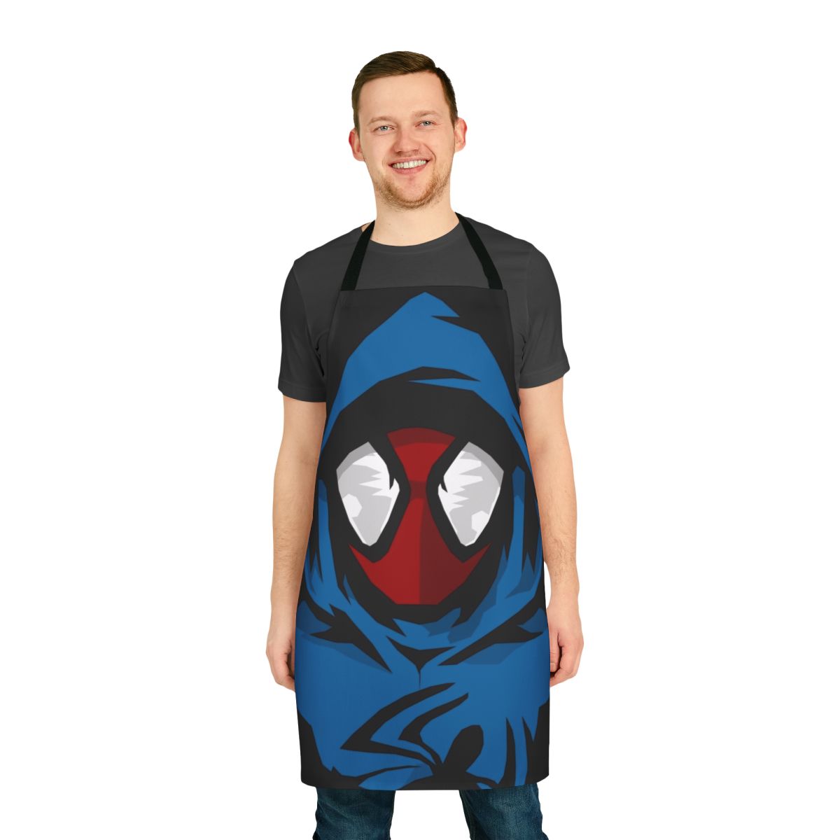 Apron with a spider-inspired web pattern design