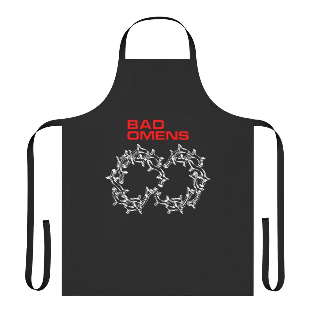A black apron featuring a two-spike circle design, inspired by the Castlevania video game franchise.
