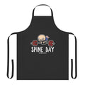 A white apron with a spine graphic design, perfect for fitness enthusiasts and gym-goers.