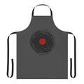 Spinning vinyl record themed apron with a retro, grunge graphic design