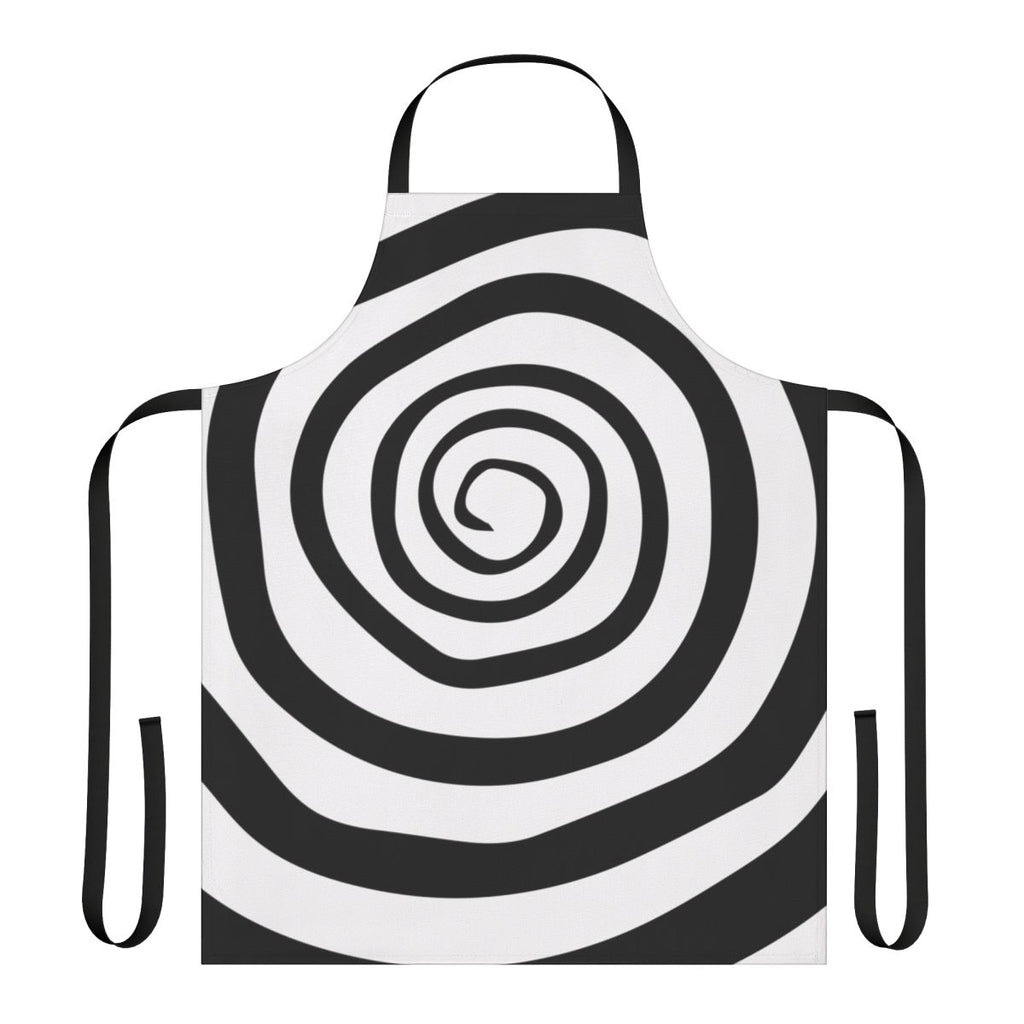 Spiral patterned apron inspired by the band Motionless In White