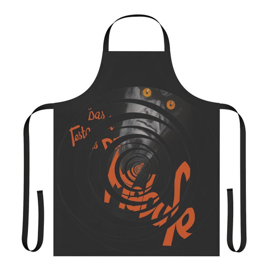 Apron featuring a spiral design and "Mabuse" text, inspired by the classic film character Doctor Mabuse.