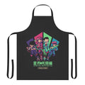 Spiritual battle-themed apron with anime-style pixel art design