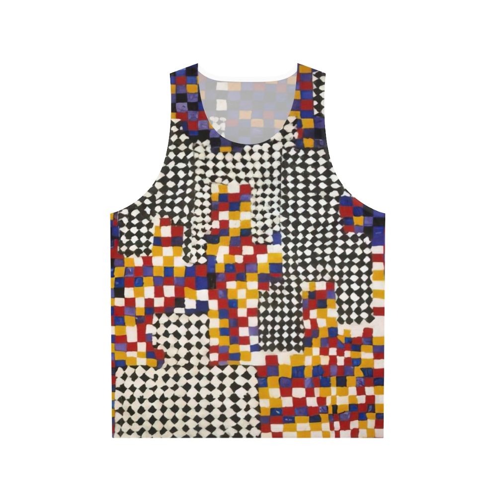 Unisex tank top featuring abstract art with spiritual geometric patterns and marine life
