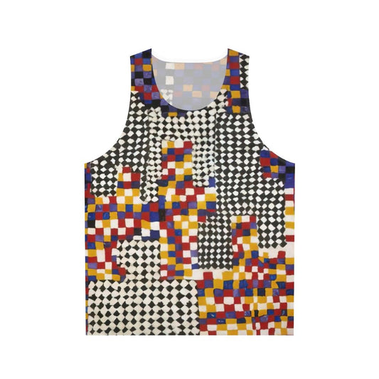 Unisex tank top featuring abstract art with spiritual geometric patterns and marine life