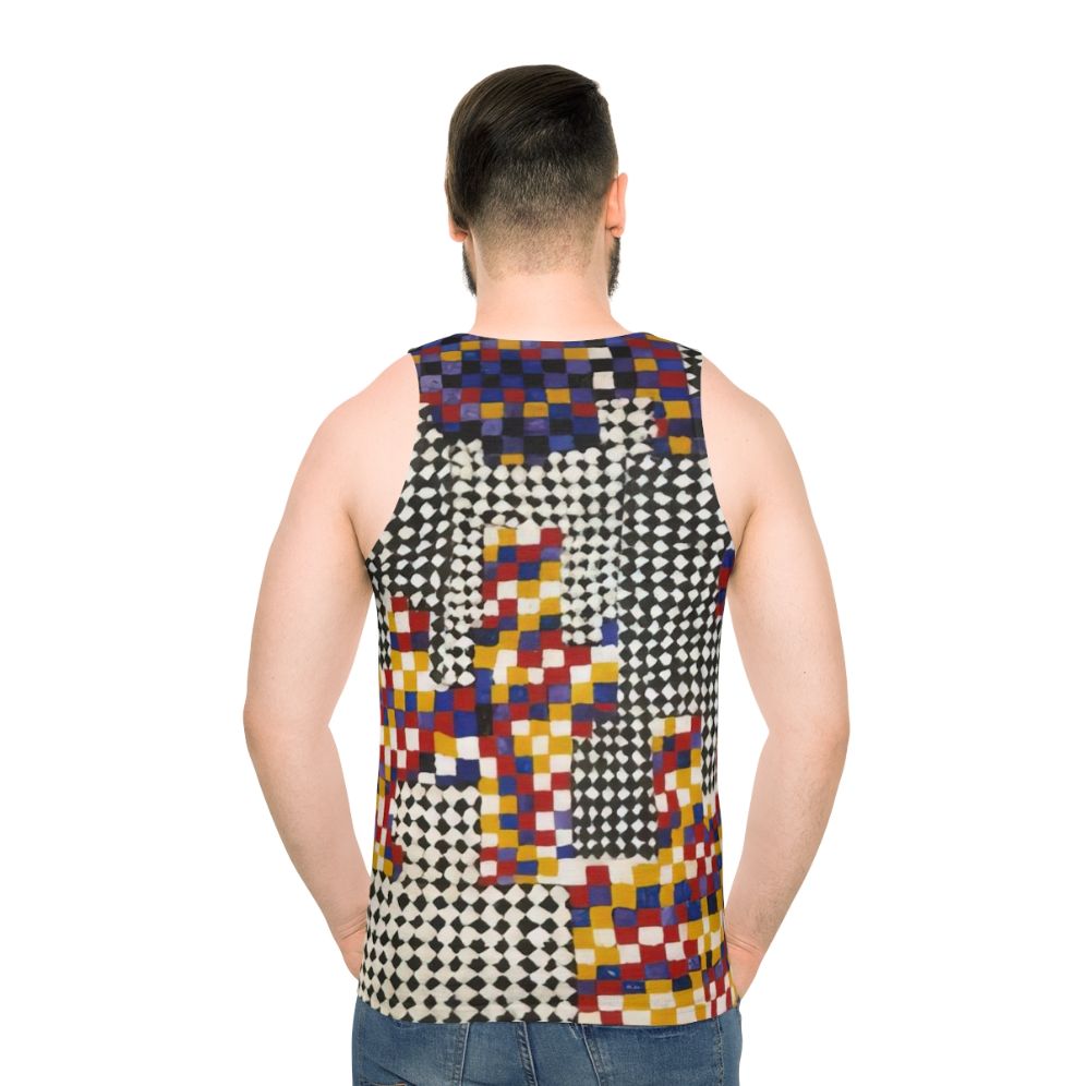 Unisex tank top featuring abstract art with spiritual geometric patterns and marine life