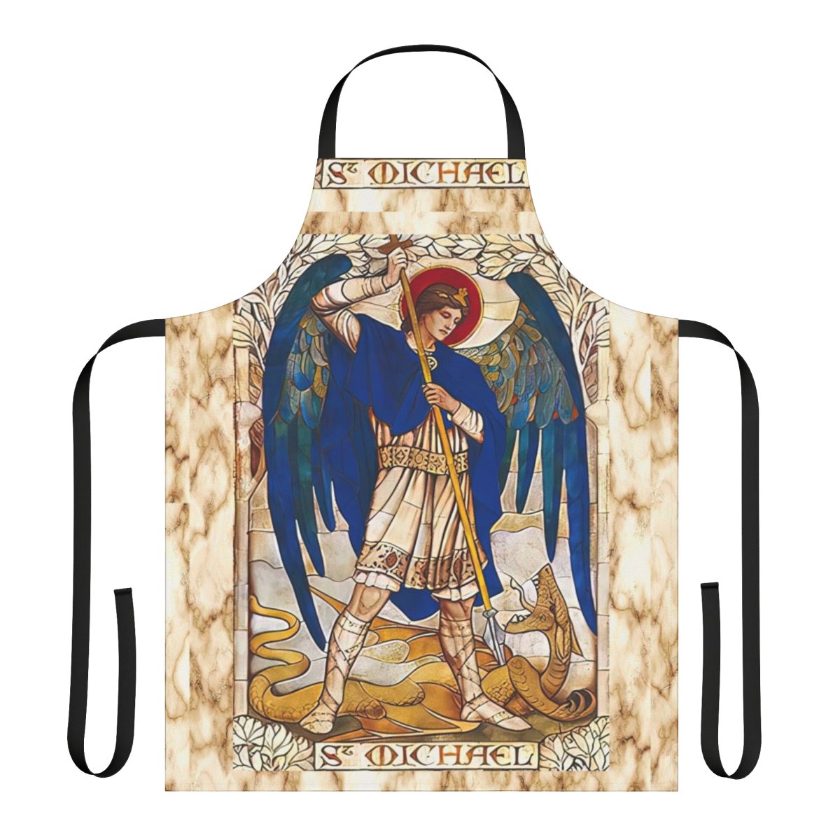 St. Michael the Archangel angel apron with religious and spiritual symbols
