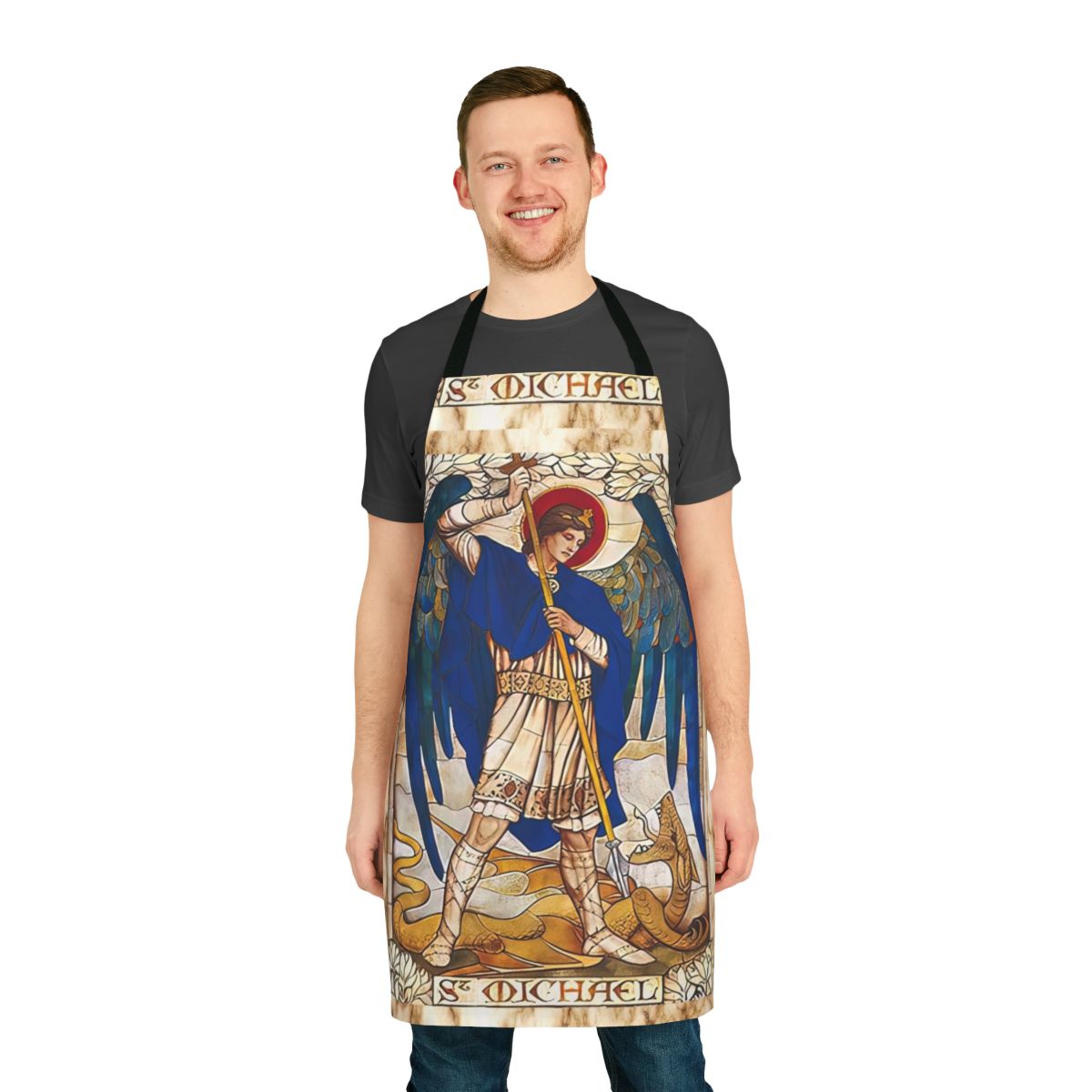 St. Michael the Archangel angel apron with religious and spiritual symbols