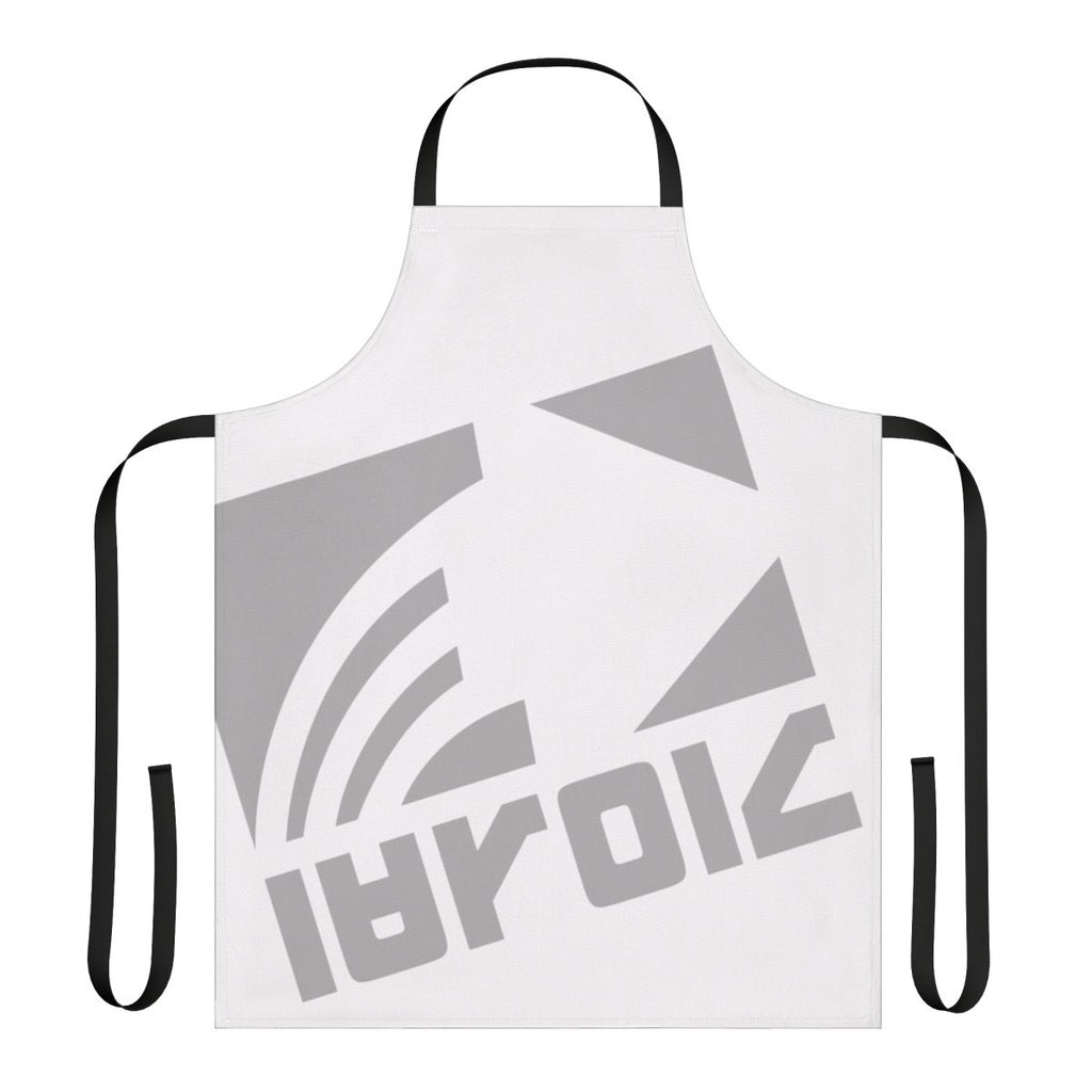 White apron with navy blue Deca logo design, inspired by the Splatoon video game series