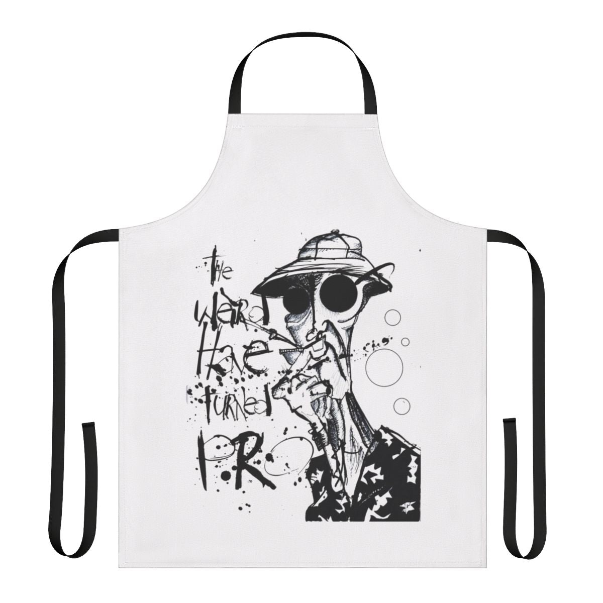 Splatter art kitchen apron inspired by the work of Hunter S. Thompson and Ralph Steadman