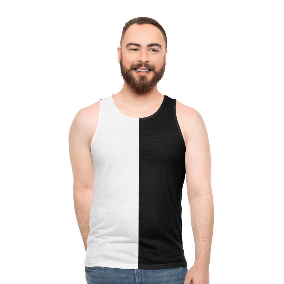 Unisex split black and white tank top