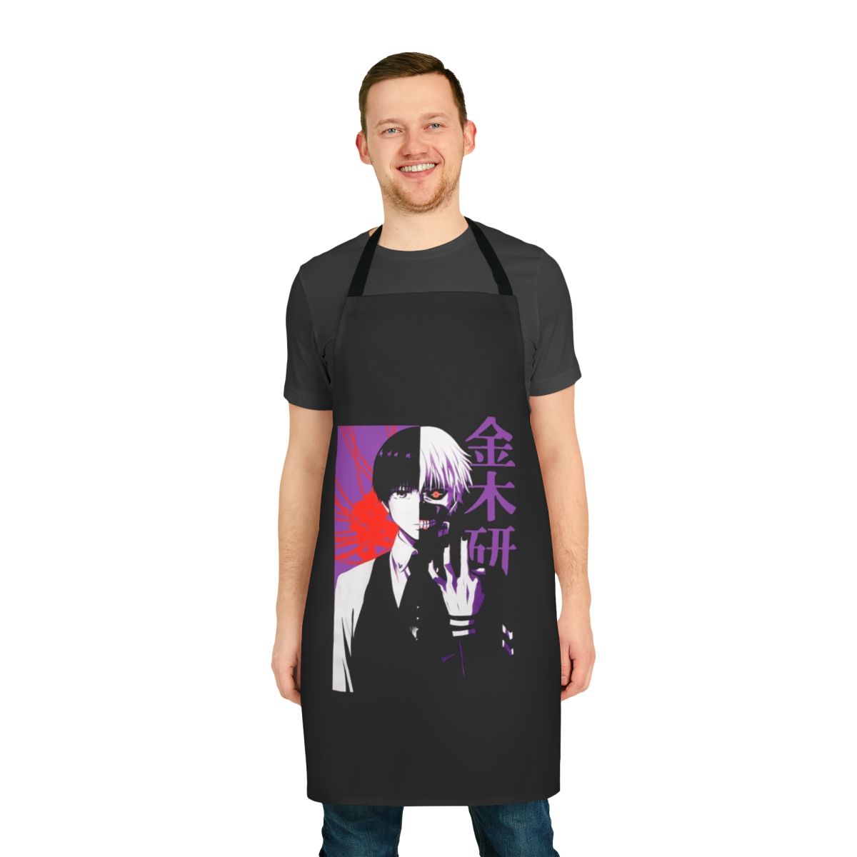 Split face classic anime-inspired cooking apron