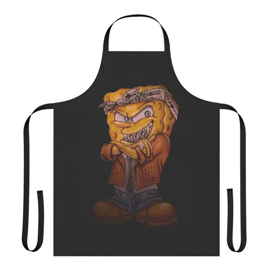 Spongebob-themed apron in a gangster/mafia style, featuring money, boss, and old school design elements