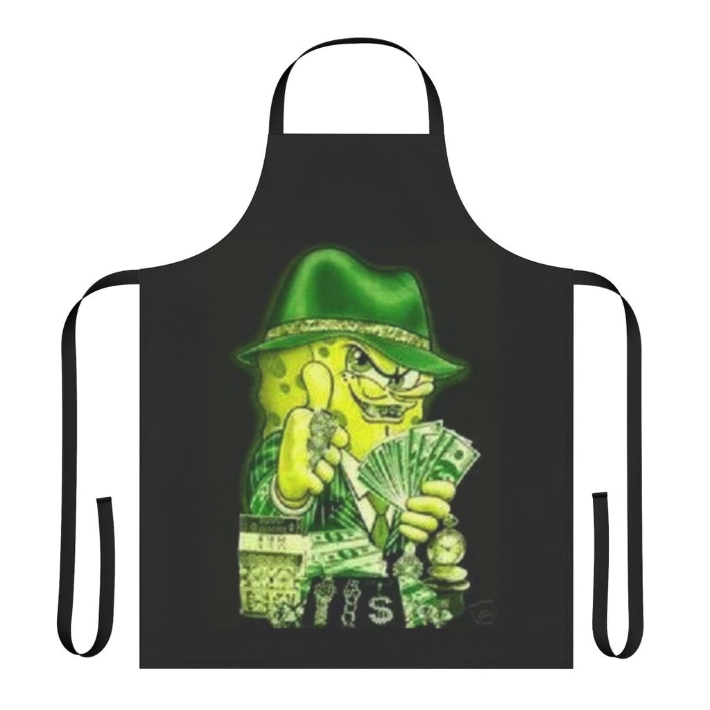 Spongebob-themed apron featuring a humorous "cash money pimp" meme design