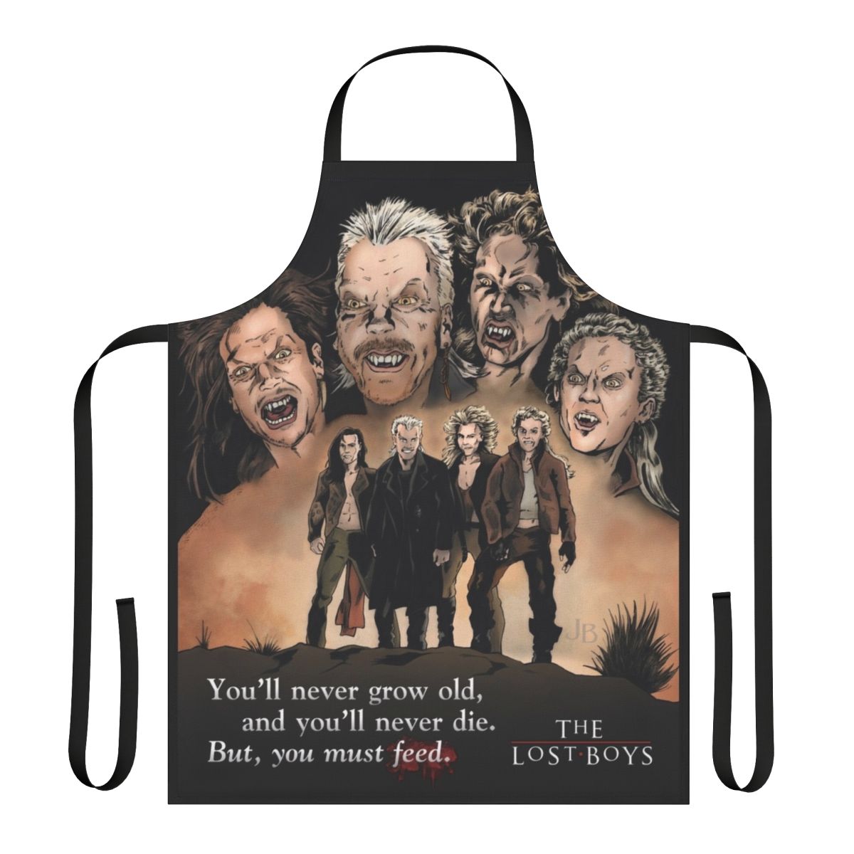 Apron featuring "The Lost Boys" movie logo and vampire imagery