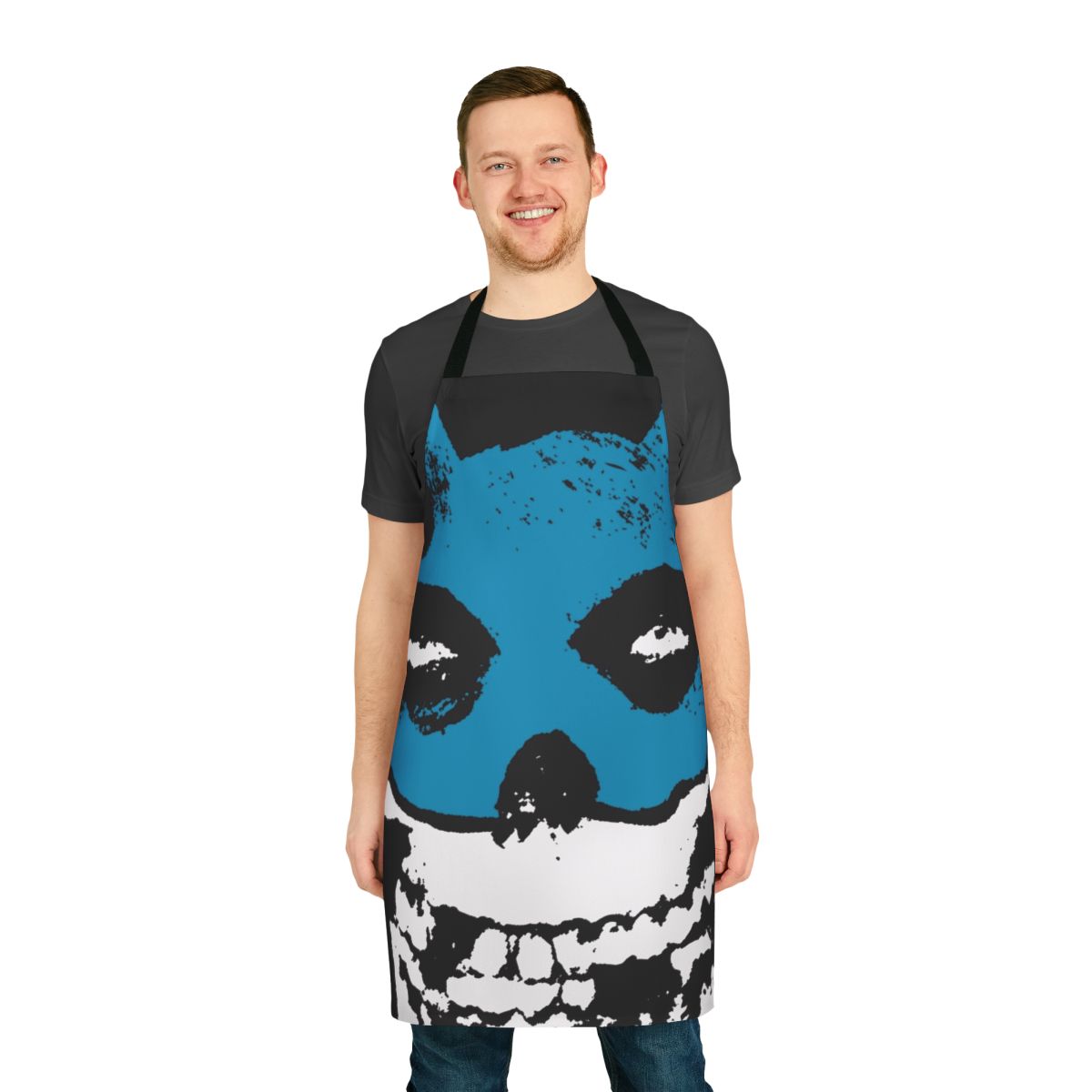 Spooky bat fiend horror-themed apron with retro 80s gothic style design