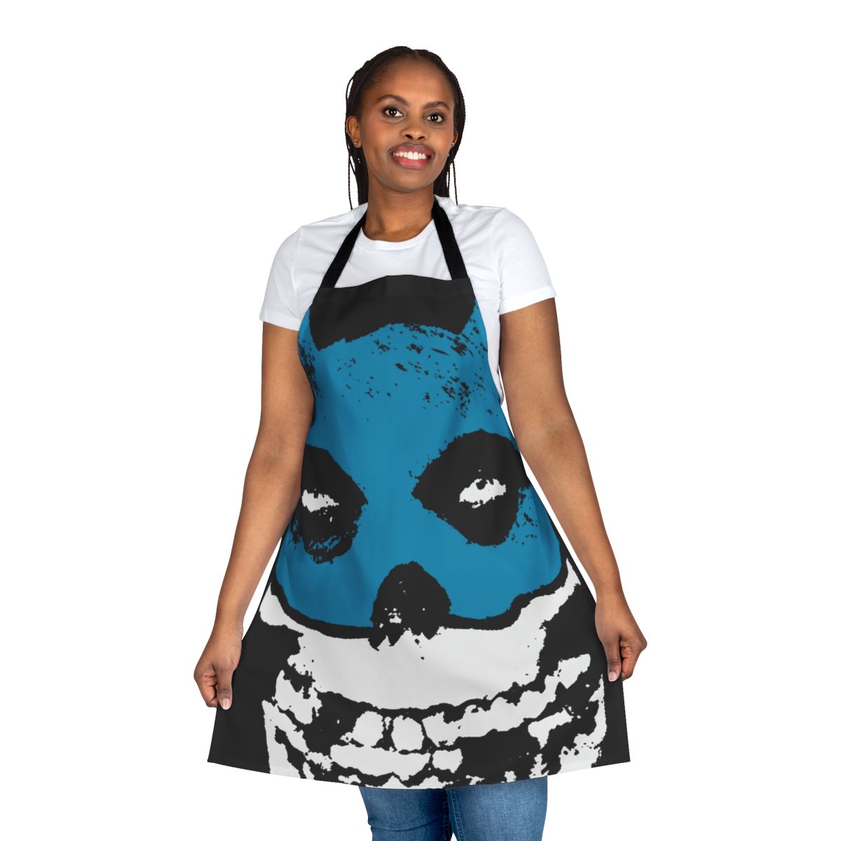 Spooky bat fiend horror-themed apron with retro 80s gothic style design