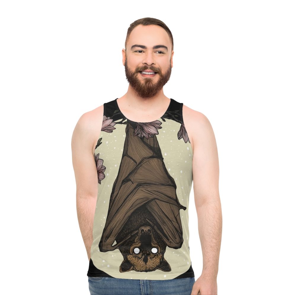 Spooky bat and flying fox graphic on unisex tank top