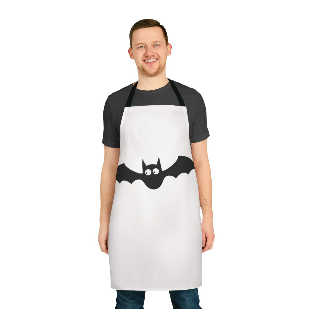 Apron featuring a whimsical, vintage-inspired design with cute bats in a dark, gothic style.