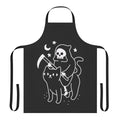 Spooky black cat apron with grim reaper design